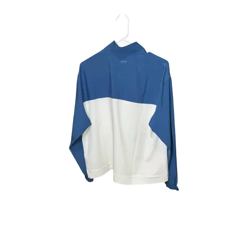 Greg Norman Women's Blue White Floral Clubhouse Quarter Zip Jacket Size L